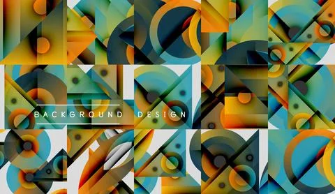 Abstract geometric patterns repeat. Vibrant colors blend, creating dynamic イラスト素材