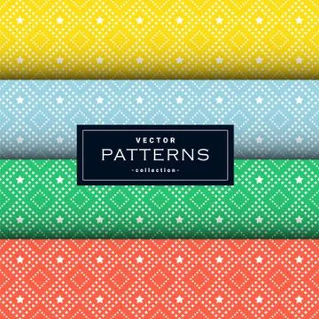 Abstract geometric patterns set in four colors Stock Illustration