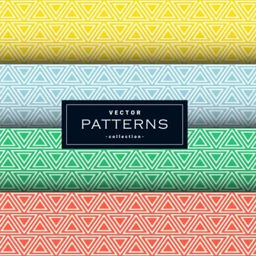 Abstract geometric patterns set in four colors Illustrazione stock