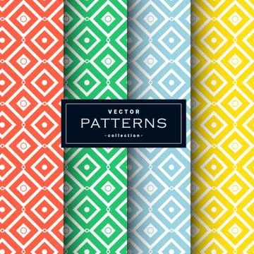 Abstract geometric patterns set in four colors Stock Illustration
