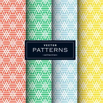 Abstract geometric patterns set in four colors Illustrazione stock