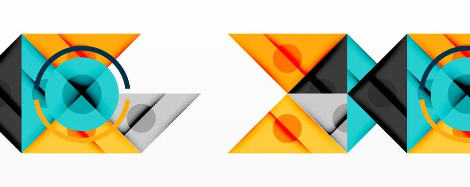Abstract geometric patterns. Shapes overlap, creating dynamic visual composition Illustrazione stock