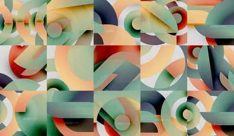Abstract geometric patterns. Soft colors blend, creating fluid shapes. Illustrazione stock