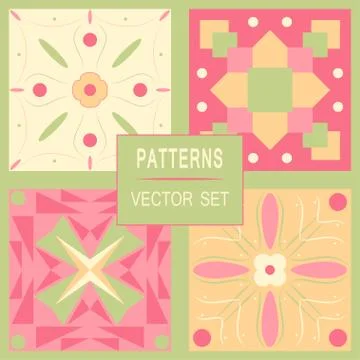 Abstract geometric patterns vector set. Stock Illustration