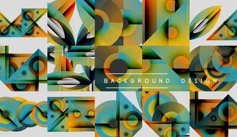 Abstract geometric patterns, vibrant colors, modern design elements. Background Stock Illustration