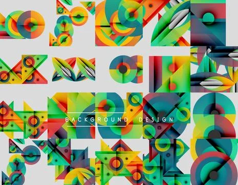 Abstract geometric patterns, vibrant colors, dynamic composition. Modern design 스톡 일러스트
