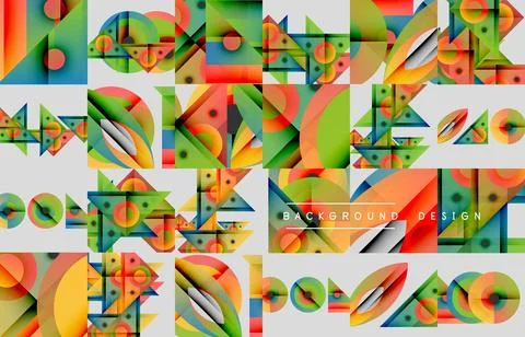 Abstract geometric patterns, vibrant colors, modern design elements. Repeating Stock Illustration