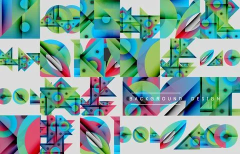 Abstract geometric patterns, vibrant colors, overlapping shapes. Modern design 库存插图