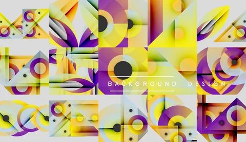 Abstract geometric patterns, vibrant colors, modern design elements. Repeating Stock Illustration