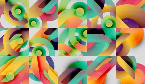 Abstract geometric patterns, vibrant colors, overlapping shapes. Modern design 스톡 일러스트