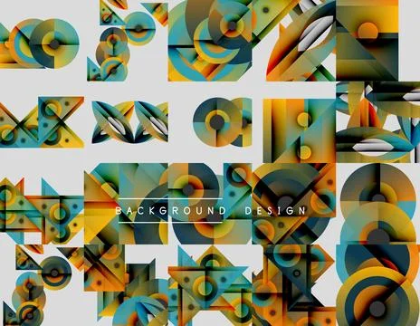 Abstract geometric patterns, vibrant colors, modern design elements. Tiles Stock Illustration