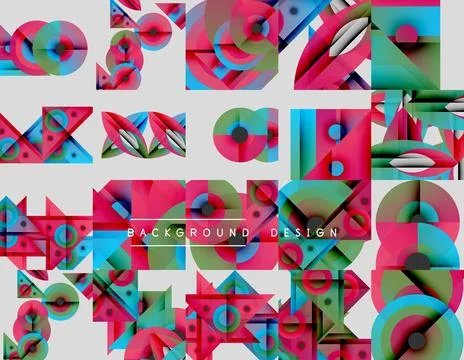 Abstract geometric patterns, vibrant colors, overlapping shapes. Modern design 库存插图
