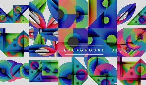 Abstract geometric patterns, vibrant colors, modern design elements. Composition Stock Illustration