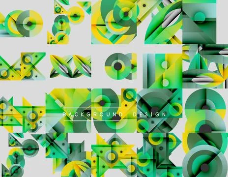 Abstract geometric patterns, vibrant colors, overlapping shapes. Modern design Stock Illustration