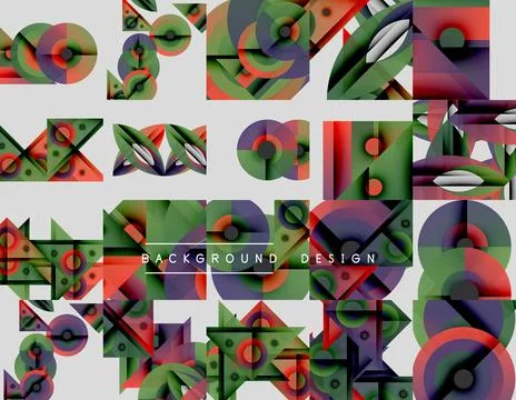 Abstract geometric patterns, vibrant colors, modern design elements. Tiles Illustrazione stock