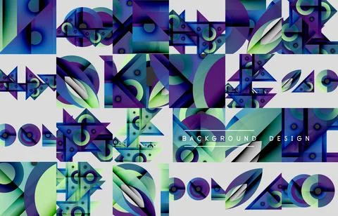 Abstract geometric patterns, vibrant colors, modern design elements. Repeating Illustrazione stock