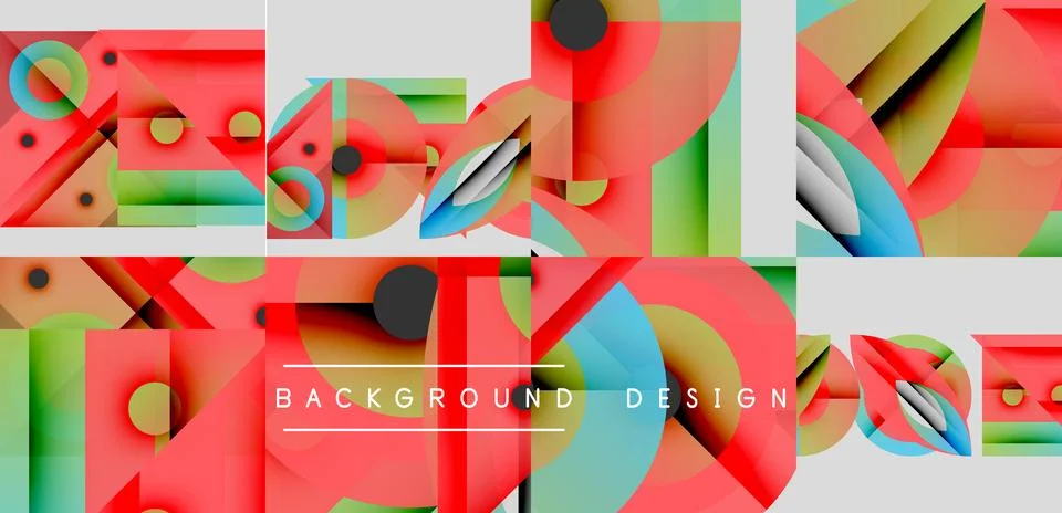 Abstract geometric patterns, vibrant colors, overlapping shapes. Modern design 스톡 일러스트