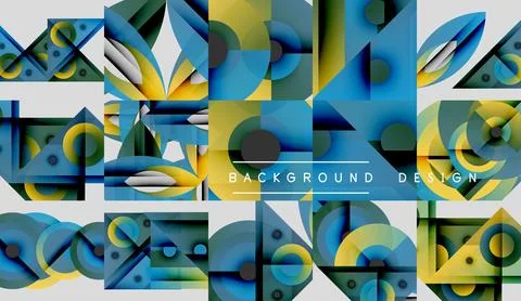 Abstract geometric patterns, vibrant colors, overlapping shapes. Modern design 스톡 일러스트