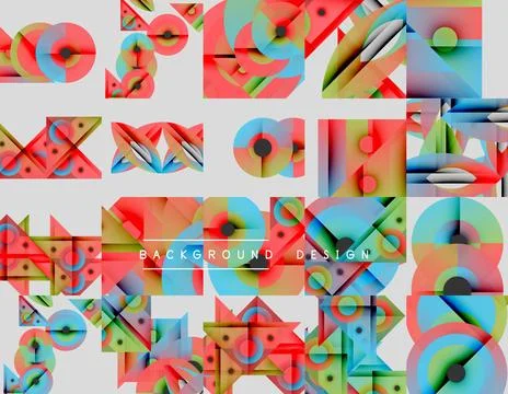 Abstract geometric patterns, vibrant colors, overlapping shapes. Modern design Stock Illustration