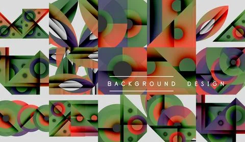 Abstract geometric patterns, vibrant colors, modern design elements. Tiles 库存插图