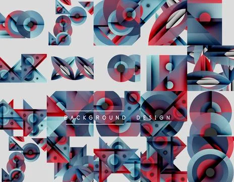 Abstract geometric patterns, vibrant colors, modern design elements. Composition Illustrazione stock