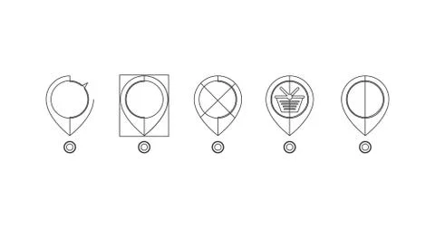 Abstract geometric pin, linear vector illustration. . Abstract technology Stock Illustration