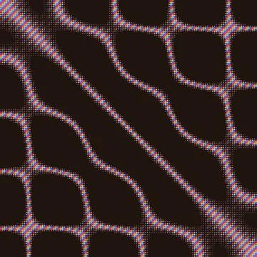 Abstract geometric pixel art pattern with red blue light effect on black ba.. Stock Illustration