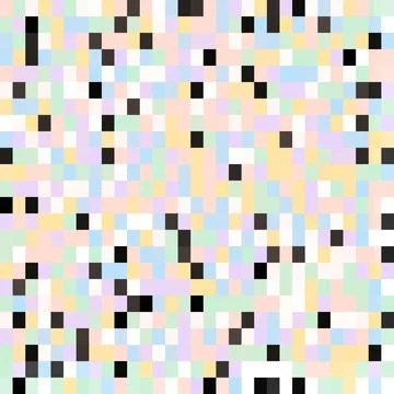 Abstract Geometric Pixel Art Seamless Pattern with Pastel and Dark Accents 스톡 일러스트