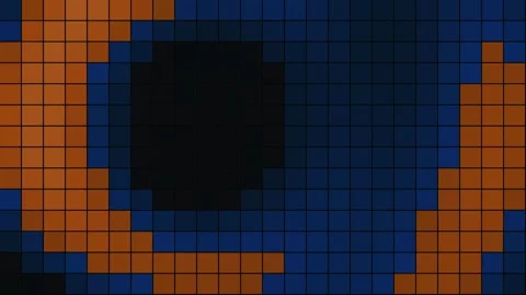 Abstract Geometric Pixel Grid Animation with Blue and Orange Color Blocks Stock Footage 344829756