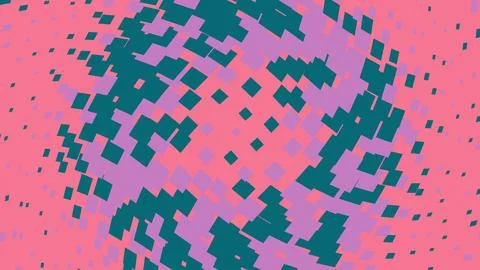 Abstract geometric pixel pattern with pink and blue squares Illustrazione stock