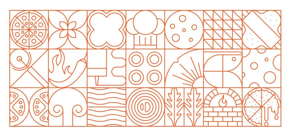 Abstract geometric pizza pattern of line shapes Stock Illustration