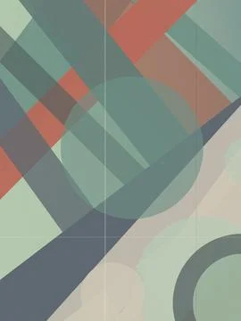 Abstract geometric plaid pattern with muted teal, coral, and gray tones, la.. Stock Illustration