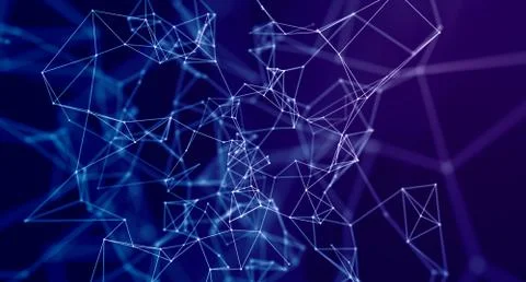 Abstract geometric plexus background in blue and purple connecting dots for t Stock Illustration