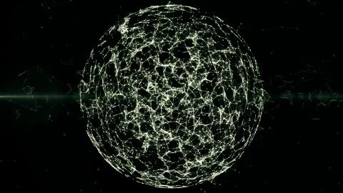 Abstract geometric plexus Sphere, globe background with moving lines, dots and Stock Illustration