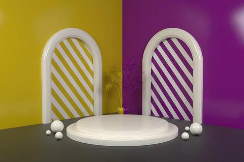 Abstract geometric podium background. Minimalist primitive shapes. Modern m.. イラスト素材