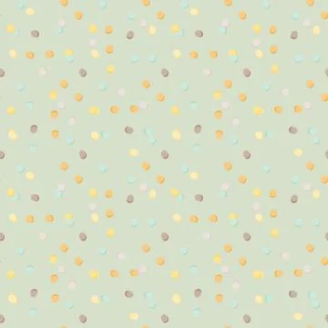 Abstract geometric polka dot seamless pattern. Pastel colorful dots on light Stock Illustration