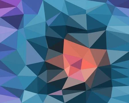 Abstract geometric polygon pattern in cool blues and purples with a pink fo.. Stock Illustration