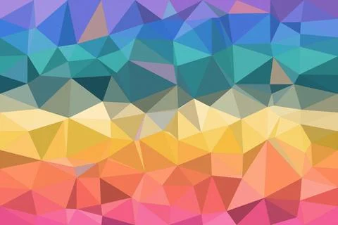 Abstract geometric polygon pattern in teal, blue, orange, and pink, creatin.. Stock Illustration