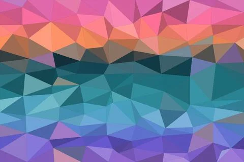Abstract geometric polygon pattern in vibrant pink, orange, blue, and purpl.. Stock Illustration