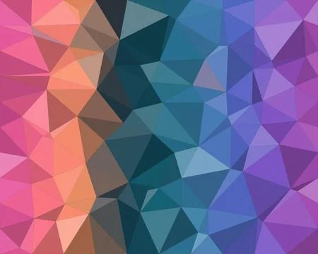 Abstract geometric polygon pattern with vibrant pink, teal, and purple grad.. Stock Illustration