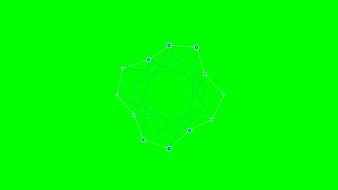 Abstract geometric polygon shape with blue nodes on a vibrant green backgroun Stock Footage 340266929