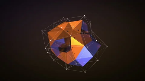 Abstract geometric polygonal 3d shape changes its size, looping animation Video stock 133108798