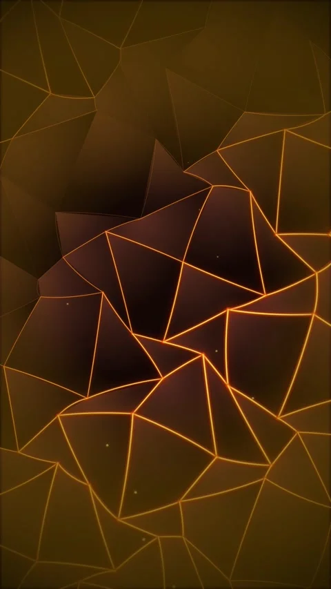 Abstract Geometric Polygonal Background with Glowing Golden Lines Stock Footage 346196592