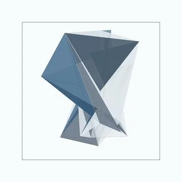 Abstract geometric polygonal shape with overlapping transparent blue and gr.. Illustrazione stock