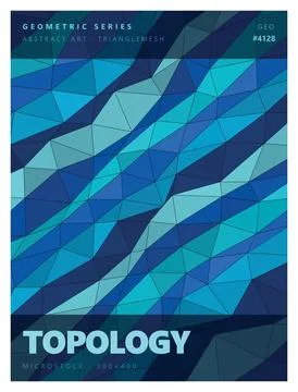 Abstract geometric poster with blue triangle mesh pattern and text typography Stock Illustration