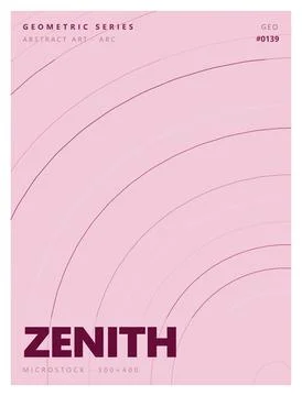 Abstract geometric poster with pink arc lines and minimalist design layout. Stock Illustration