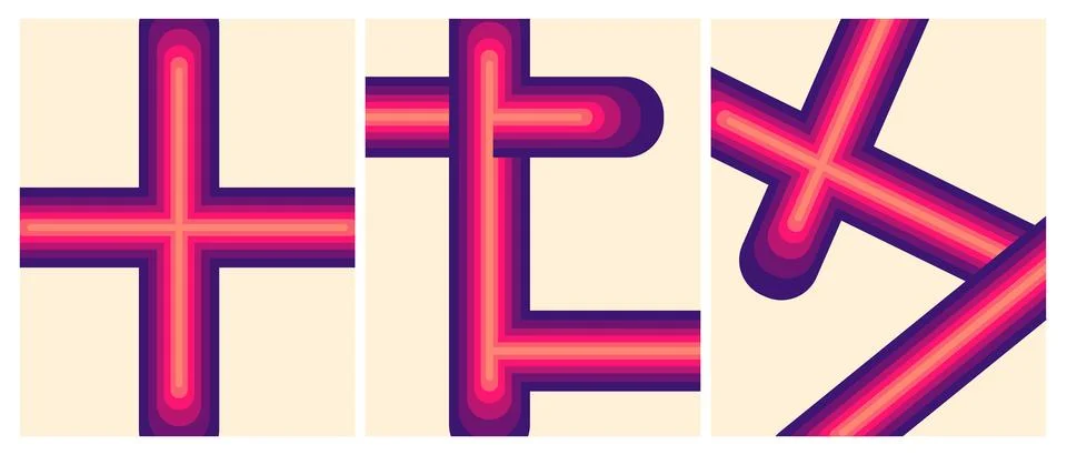 Abstract geometric posters set. Red and blue figures. Brochures and booklets Stock-Illustration