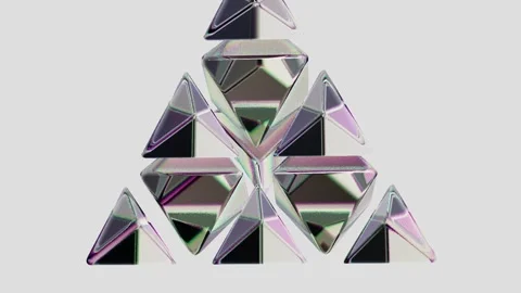 Abstract Geometric Prisms Transform and Explode Against a Bright White Stock Footage 330486229