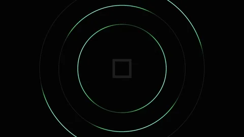 Abstract Geometric Pulsing in Circular Waves with Subtle Neon Glow on Black.. Stock Footage 343418941