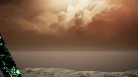 Abstract Geometric Pyramid on Icy Alien Planet Stock Footage 322211731